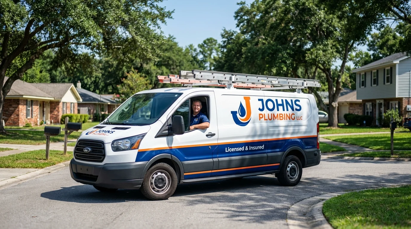 Johns Plumbing LLC service van in Sullivans Island, SC