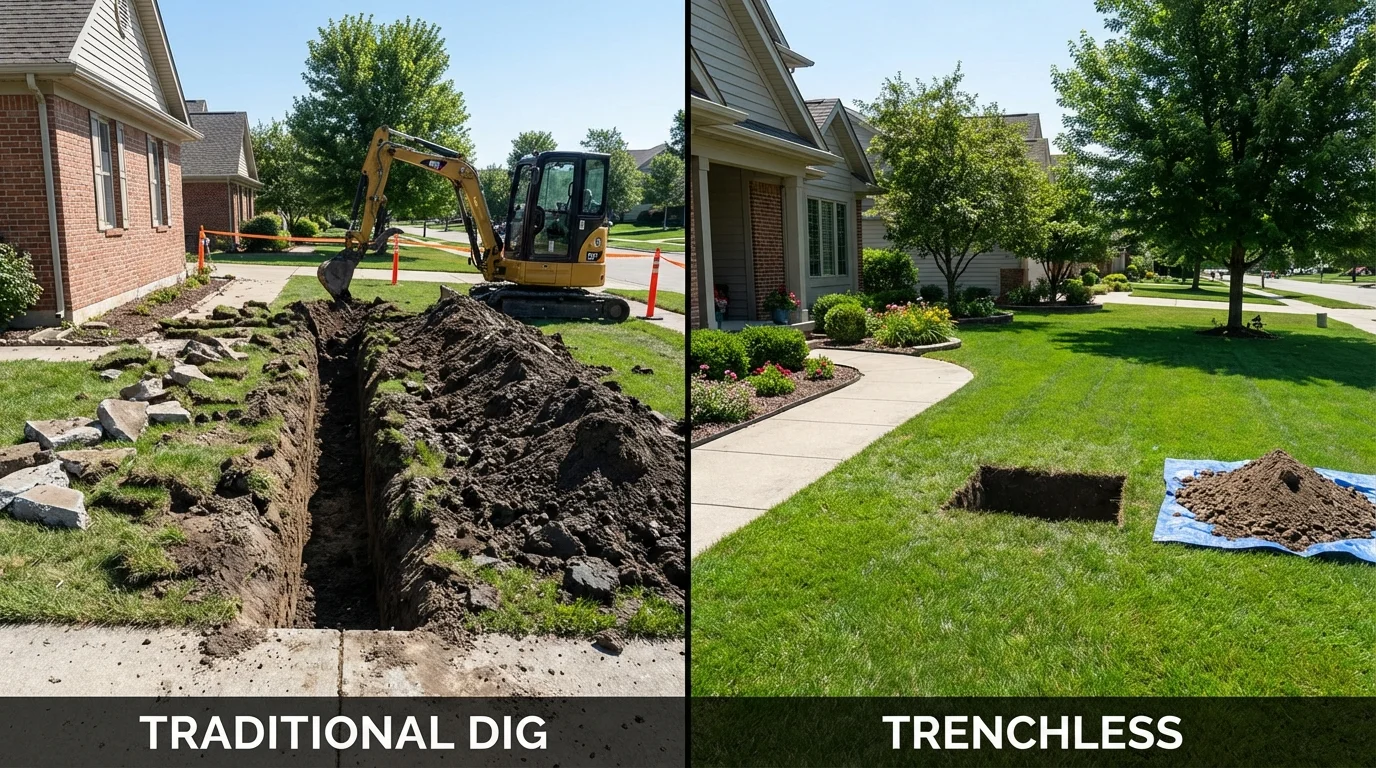 Trenchless sewer repair with minimal yard damage versus traditional excavation in Sullivans Island, SC